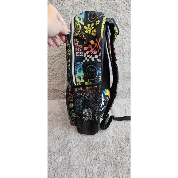 Justice Backpack EST.2004 Rainbow Peace Good Vibes Daisy Keychain Glitter Smiley - Picture 4 of 6